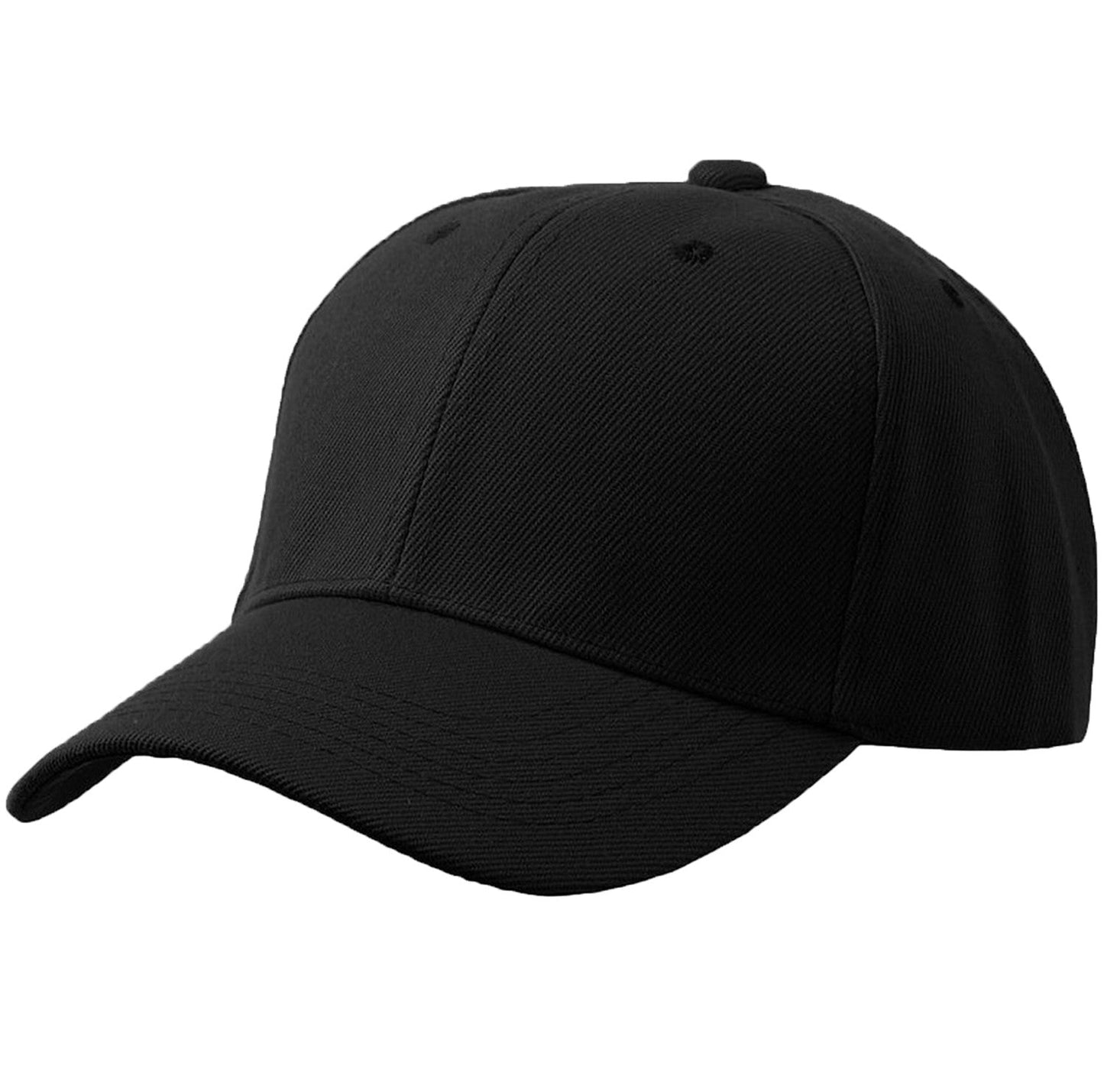 Black Plain Curved Baseball Cap - One Size